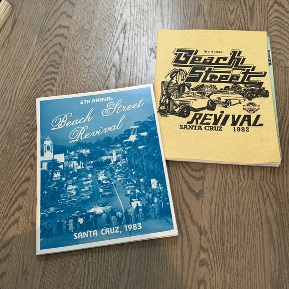 Vintage Other - Vtg 1982 1983 Beach Street Revival Santa Cruz Car Rally‎ Programs Ephemera 2pc